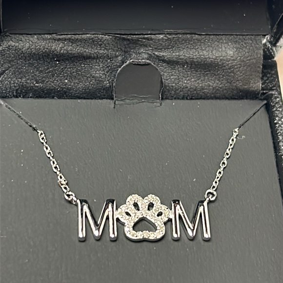 Diamond “Paw” Mom 18” Pendant Necklace in Sterling Silver - Picture 5 of 6
